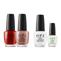 OPI 指甲油 金属色系 情醉山暮+博物馆时光+牛奶白+护甲液3.75ml