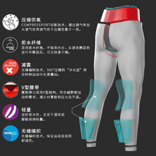 COMPRESSPORT马拉松运动装备跑步压缩长裤 马拉松运动越野紧身裤掌控系列 黑色 T2
