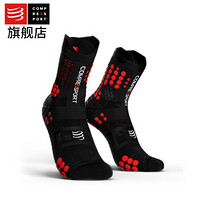 COMPRESSPORT马拉松袜3D豆压缩运动越野跑步骑行高帮袜排汗透气速干 越野跑袜黑底红点 T4