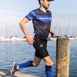 COMPRESSPORT马拉松运动装备跑步运动腰包无拉链健身户外收纳腰带 黑/混合粉 M-L
