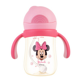 迪士尼（Disney）宝宝学饮杯吸管杯 儿童水杯婴儿防漏手柄重力球水壶 PPSU粉色米妮280ml