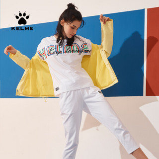 KELME/卡尔美 2020夏季字母创意撞色印花短袖T恤女休闲棉t短上衣 白色 S/155