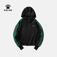 KELME/卡尔美 运动条纹拼接坎肩袖连帽上衣休闲套头短款卫衣女潮36912013 白色 S/155