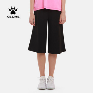 KELME/卡尔美 20夏季黑色宽松阔腿裤半裤女休闲直筒显瘦六分中裤 黑色 S/155