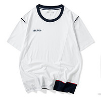 KELME/卡尔美春夏创意拼接修身T恤女棉透气休闲撞色短袖女36922026 白色 L/165