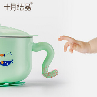 十月结晶婴儿注水保温碗辅食碗套装防摔宝宝碗勺吸盘碗6件套 SH511绿色