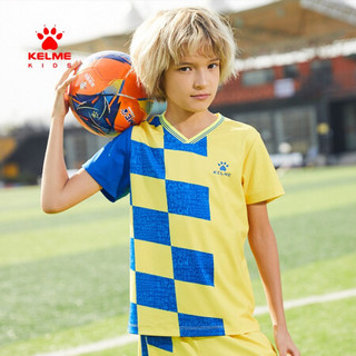 KELME（kids)男童针织运动套装2020夏季款中大童短袖五分裤两件套 西班牙黄 130cm