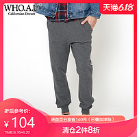 WHOAU春季新品两色字母印花束脚宽松舒适休闲长裤WHTM811T02