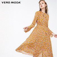 Vero Moda甜美印花系带百褶中长款连衣裙|318305521