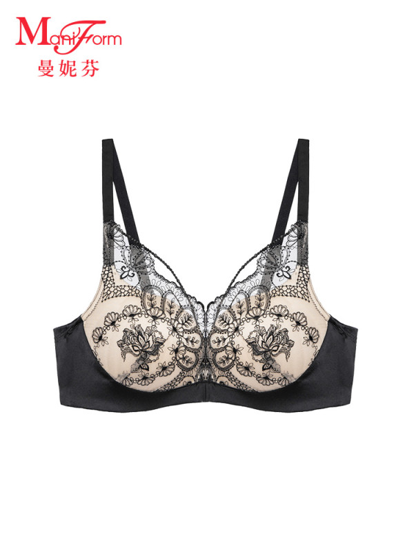 商品曼妮芬内衣文胸性感舒适无钢圈聚拢蕾丝c杯薄款胸罩20810778