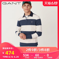 GANT/甘特秋冬男士翻领套头T恤休闲条纹长袖2005021