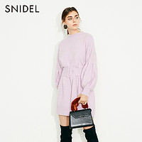 SNIDEL秋冬 甜美可爱灯笼袖收腰羊毛混纺针织连衣裙SWNO185049