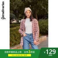 Stradivarius音符宽松oversize格纹西装外套女学院风 01907120101