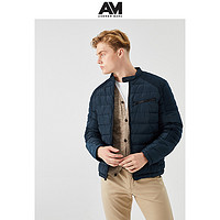 ANDREWMARC2019秋季新品男士拼接立领保暖休闲棉服棉衣外套男