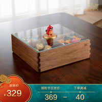 铜师傅 正版授权《愤怒的小鸟》黑胡桃糖果盒 原木 黄铜小鸟装饰