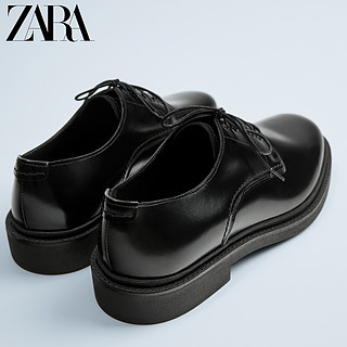 ZARA新款 男鞋 黑色商务正装基本款复古牛皮革真皮鞋 15441002040