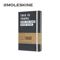 意大利Moleskine笔记本子Denim深紫色牛仔布硬面笔记本子 大型记事周记横线手账收支记账摘抄便携女生