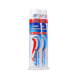 Aquafresh 艾科弗 按压式三色直立式牙膏100ml*2亮白去渍深层清洁