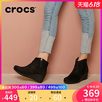 Crocs女靴冬卡骆驰蕾丽坡跟短靴休闲女中帮靴拉链保暖靴子|203864