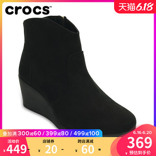 Crocs女靴冬卡骆驰蕾丽坡跟短靴休闲女中帮靴拉链保暖靴子|203864