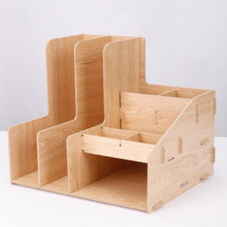 收纳盒资料整理架筐书架栏办公文具格子木纹书立架子多层文件夹收纳