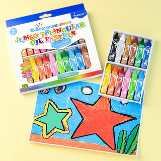 Marco马可油画棒儿童绘画环保幼儿手绘炫彩棒12 24色粗三角K1150