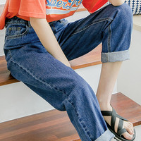 韩都衣舍2020春季新款韩版宽松显瘦哈伦微胖裤子牛仔裤女PC8244耒