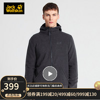 Jack Wolfskin/狼爪官方男装春季新款户外防风保暖舒适透气休闲连帽抓绒外套1707971 1707971-6000/黑色 S 175/96A