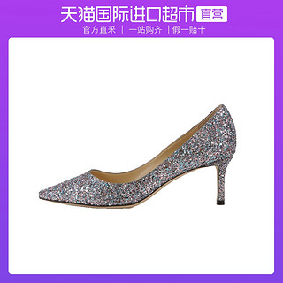 JIMMYCHOO/周仰杰经典女士亮片60中高跟鞋婚鞋尖头粉红色细跟羊皮