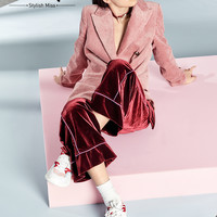 百思图2019春秋季女鞋ins撞色清新系带女老爹鞋女休闲鞋ZAH02AM9