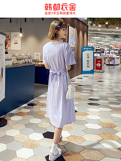 韩都衣舍2020新款夏装韩版气质学生系带显瘦连衣裙女OM80336莀