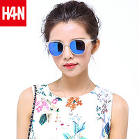 汉（HAN）偏光太阳镜男女款 潮复古韩版墨镜司机镜近视太阳镜 5810 蓝框蓝色片