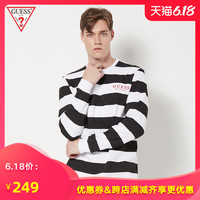 GUESS男士复古条纹圆领长袖T恤-X90Q01R5DG0