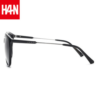汉（HAN）太阳镜女款大框潮人墨镜 59112 黑框灰片