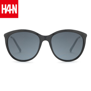 汉（HAN）太阳镜女款大框潮人墨镜 59112 黑框灰片