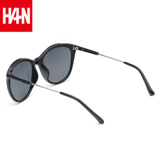 汉（HAN）太阳镜女款大框潮人墨镜 59112 黑框灰片