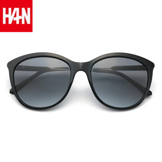 汉（HAN）太阳镜女款大框潮人墨镜 59112 黑框灰片
