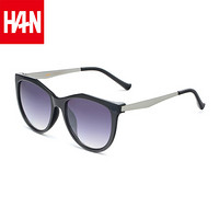 汉（HAN）太阳镜墨镜女款 复古圆框时尚女士眼镜 59111 黑框黑片