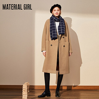 Material Girl羊毛双面呢子大衣女2020春新款流行中长款毛呢外套