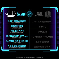 小米Redmi路由器AC2100家用千兆端口5G双频2000M无线速率wifi游戏加速会员高速大户型