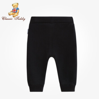 精典泰迪Classic Teddy童装自营儿童裤子男童运动裤长裤卫裤秋季新品 素色小口袋-黑色 110
