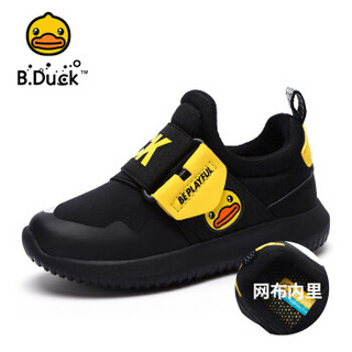 小黄鸭（B.Duck）童鞋 儿童运动鞋舒适休闲男童跑步鞋 B1983011网布黑色29