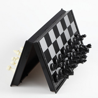 友邦UB 黑白金银国际象棋 木塑磁性棋子折叠棋盘套装 儿童成人入门 培训比赛用棋 黑白小号3810B