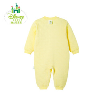 迪士尼(Disney)婴儿衣服秋冬新款爬服男女宝宝前开扣保暖连体衣174L729 浅黄 90cm