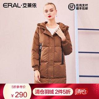 ERAL/艾莱依秋冬新款羽绒服女中长款加厚外套 深卡其 160/84A/M