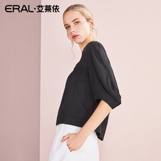 ERAL 艾莱依 商场同款女春秋短款修身上衣 黑色 155/80A/S