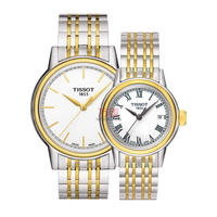 天梭Tissot-卡森系列 石英情侣表 间金钢带
