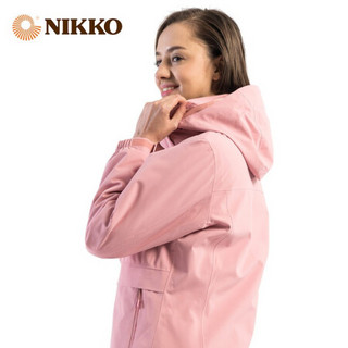 日高（NIKKO）户外三合一冲锋衣 男女款抓绒两件套防风防泼水外套保暖加厚登山滑雪服透气 珊瑚粉色（女款） XXL