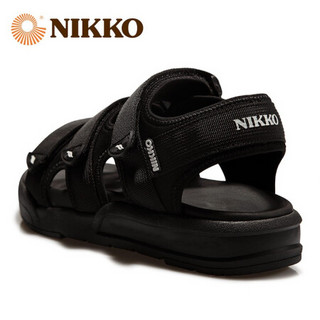 日高（NIKKO）户外沙滩鞋男 夏季透气凉拖鞋防滑软底凉鞋魔术贴 黑色 39