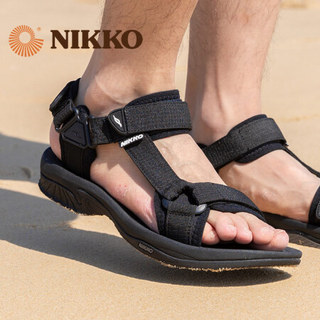 日高（NIKKO）户外沙滩鞋男 夏季运动凉鞋防滑软底凉拖鞋休闲鞋透气 121黑色 39